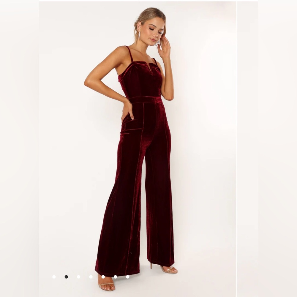 SMALL VELVET JUMPSUIT - BURGUNDY